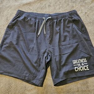 BURLEBO Men's Heather Black Shorts with built-in American flag liner